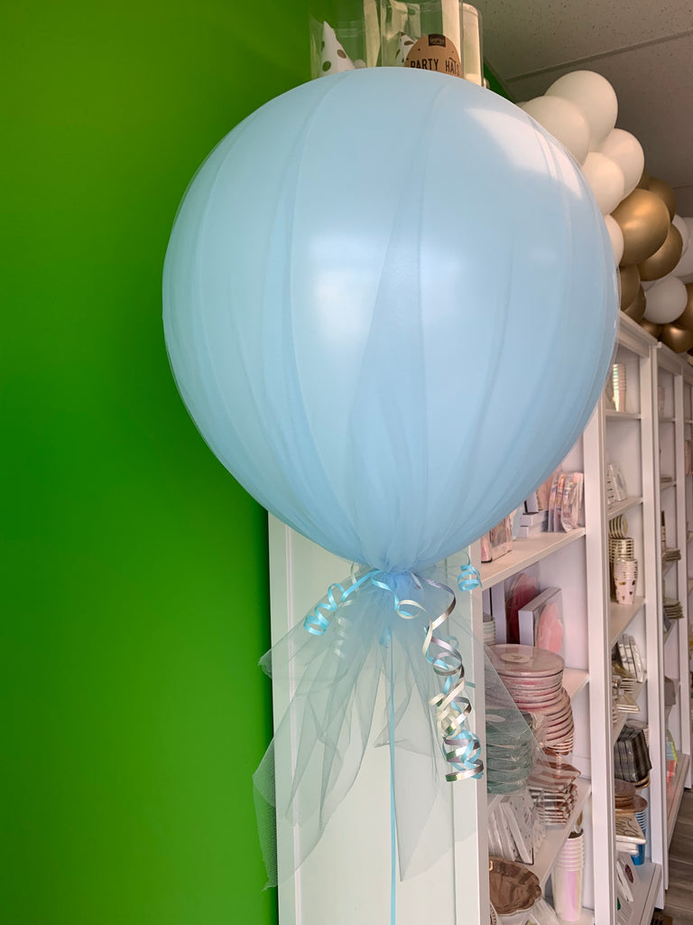 Helium inflated Matte pastel tulle balloons - weight included