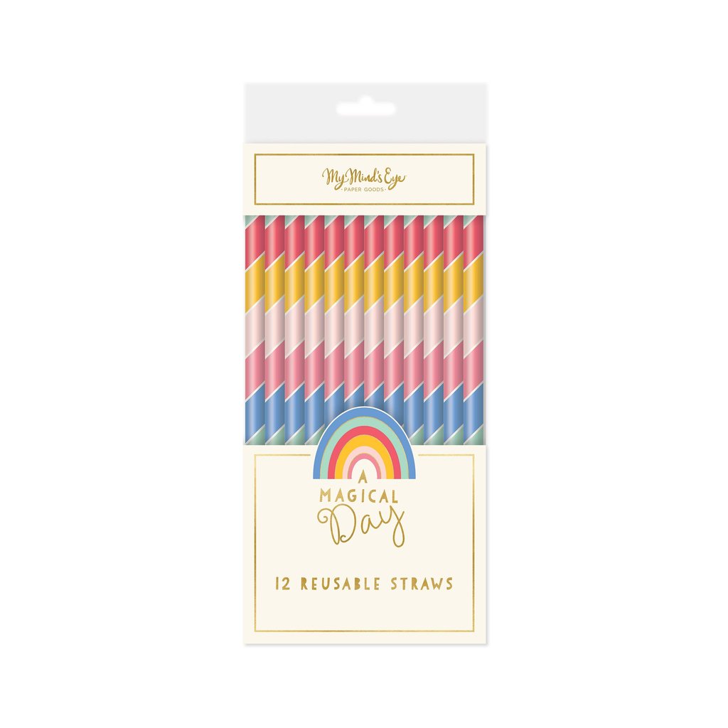 Magical rainbow reusable straws