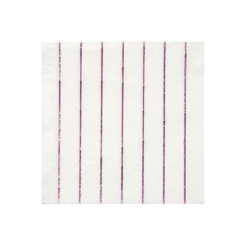 Metallic pink striped small napkins - Meri Meri