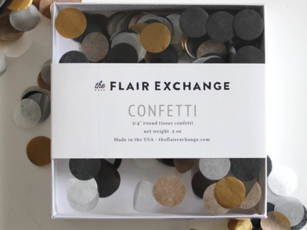 The flair exchange confetti- Tuxedo