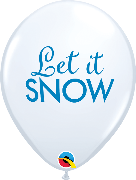 Helium inflated 11” balloon - white let it snow