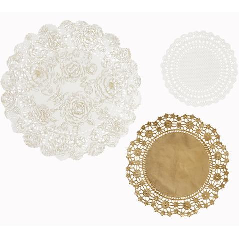 Gold and white doilies