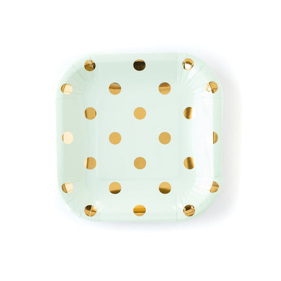 Mint with gold dot small plates