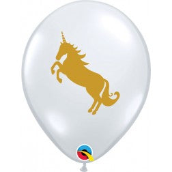 Helium inflated 11” balloon- Diamond clear unicorn