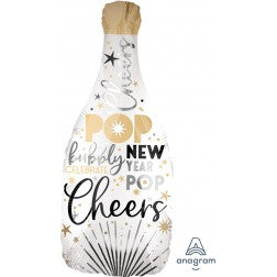 Supershape foil balloon - New year champagne bottle - satin infused