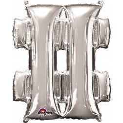 Supershape foil balloon - silver hashtag #
