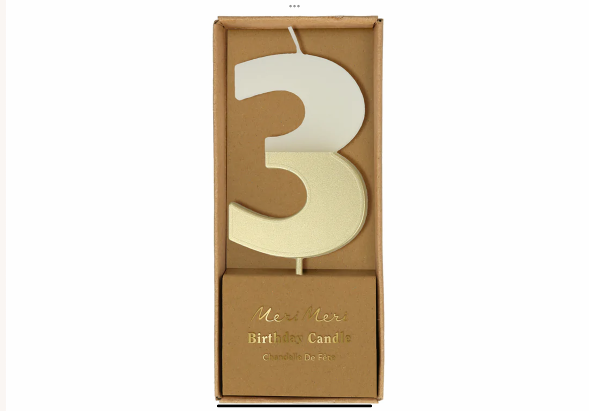 *HALF PRICE* Gold dipped number candles 0-9 - Meri Meri