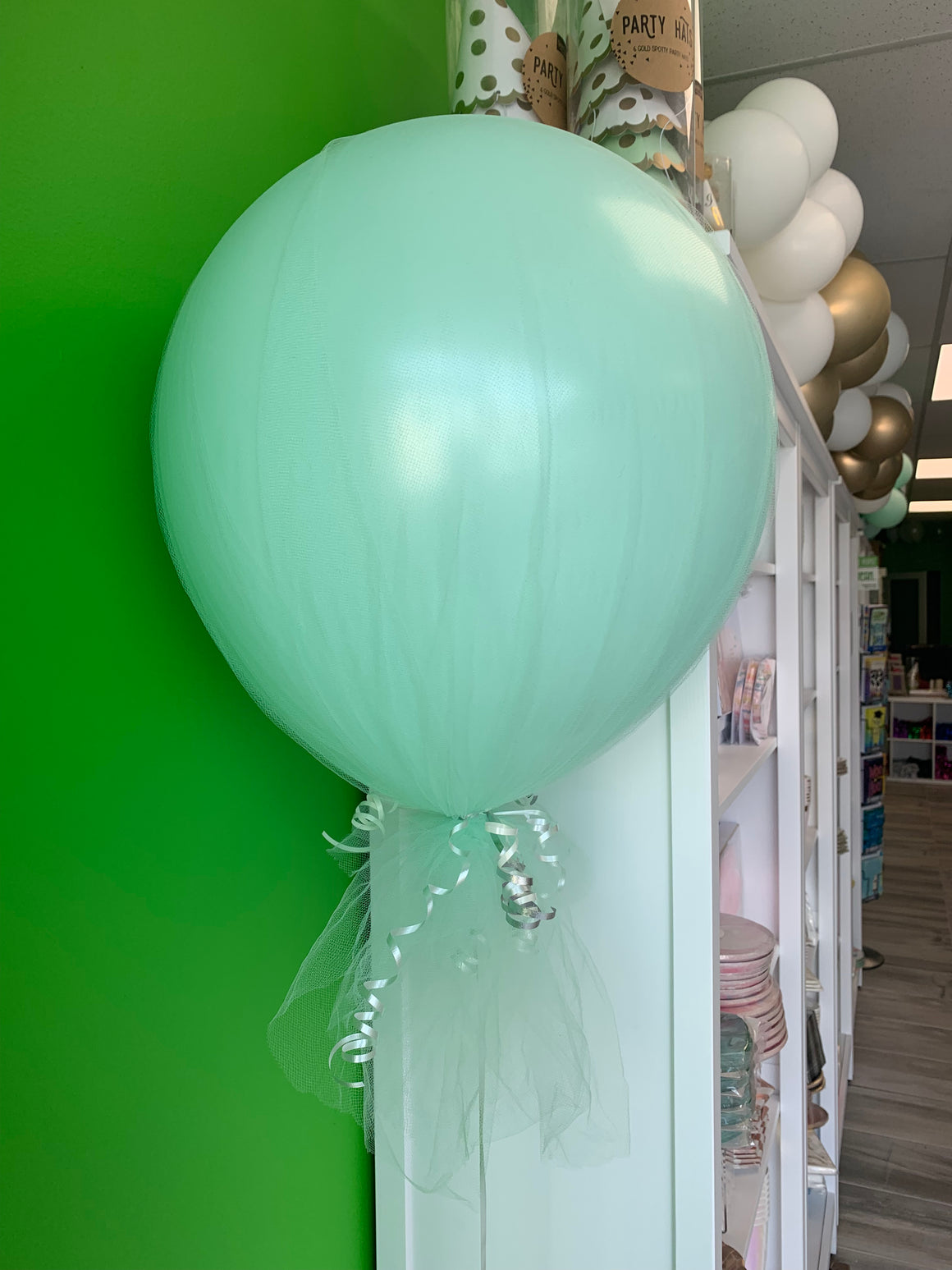 Helium inflated Matte pastel tulle balloons - weight included