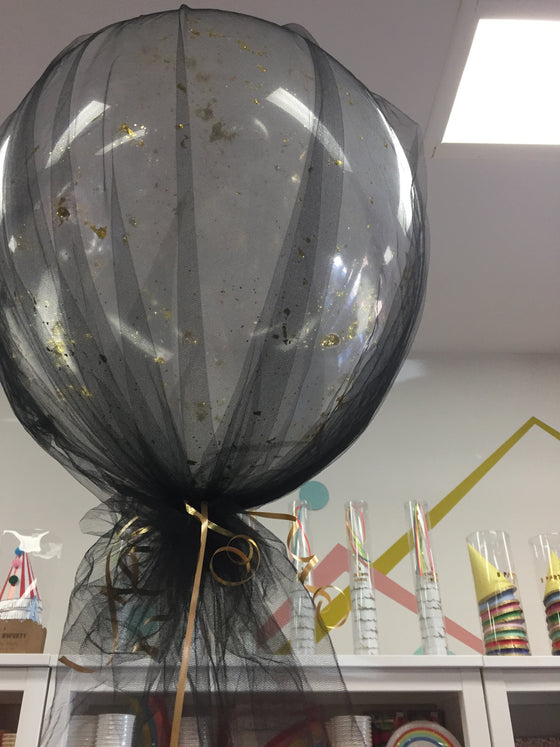 Tulle confetti balloon - helium inflated - LIMITED FLOAT TIME ADVISED TO PICK UP SAME DAY