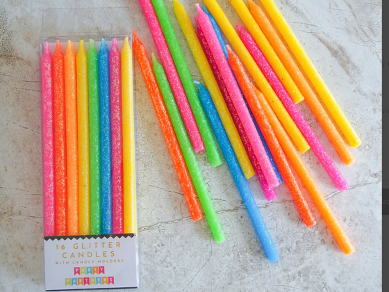 Tall neon glitter Candles