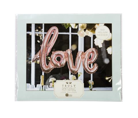 Air fill rose gold love script balloon