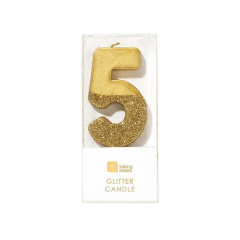 *HALF PRICE* Gold glitter number candles