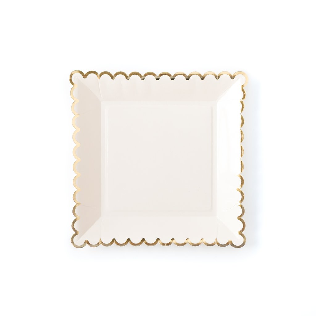 Cream with gold edge square plates