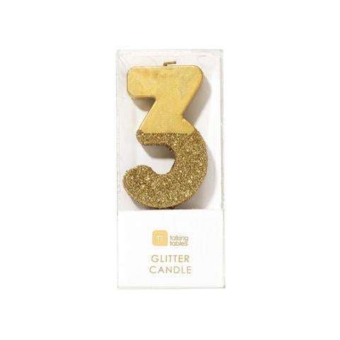 *HALF PRICE* Gold glitter number candles