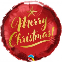 Christmas gold script on red