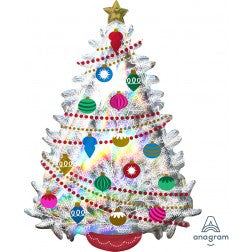 Supershape foil balloon - Holographic iridescent Christmas tree