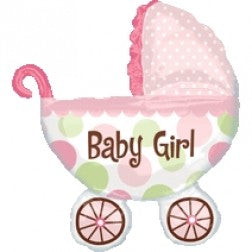 Supershape foil balloon - stroller baby girl