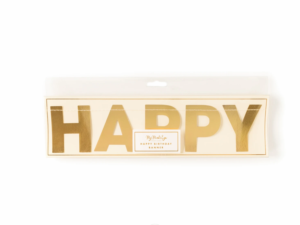 Gold happy birthday banner