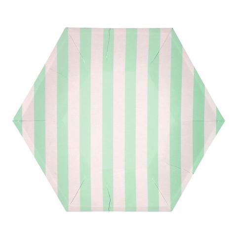 Large mint striped plates - Meri Meri