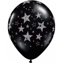 Helium inflated 11” latex - Glitter star