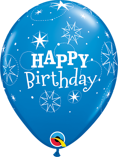 Helium inflated 11” balloon - dark blue birthday sparkle