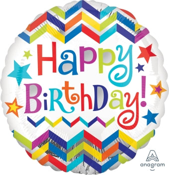 Supershape foil balloon - Happy birthday chevron