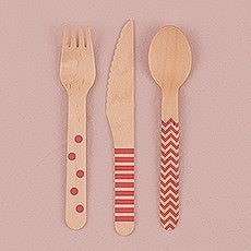*SALE* Pink wooden cutlery set