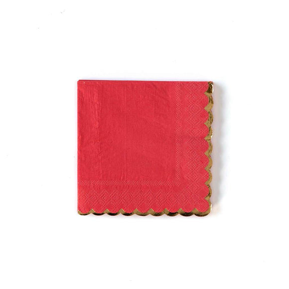 Scalloped edge red/gold napkin