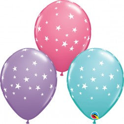 Helium inflated 11” latex balloon - Contempo stars