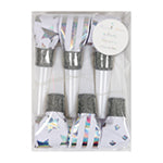 Silver party blowers