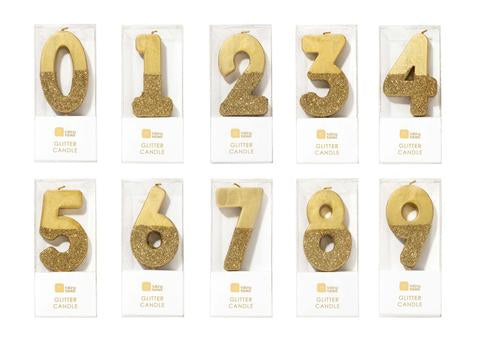 Gold glitter number candles