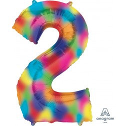 Supershape foil balloon - Rainbow splash giant numbers 0-9