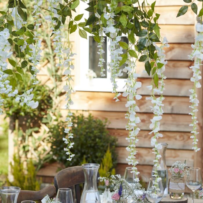 White artificial wisteria vines