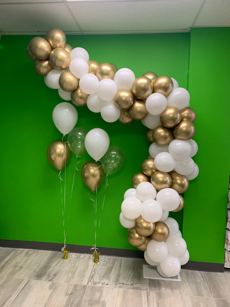 Gold and white balloon garland - ready for you to hang
