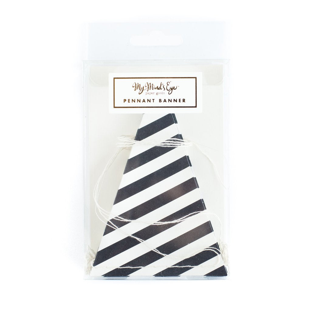 Mini black and white striped banner