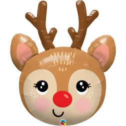 Supershape foil balloon - red nosed reindeer head