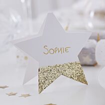 Gold glitter star place cards