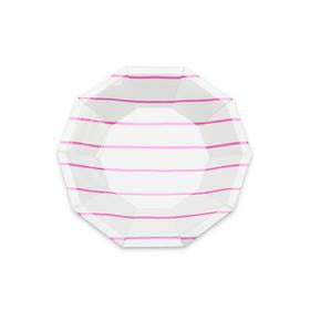 Frenchie striped small plates - Cerise