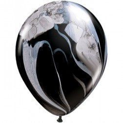 Helium inflated 11" balloon - Black and white marble