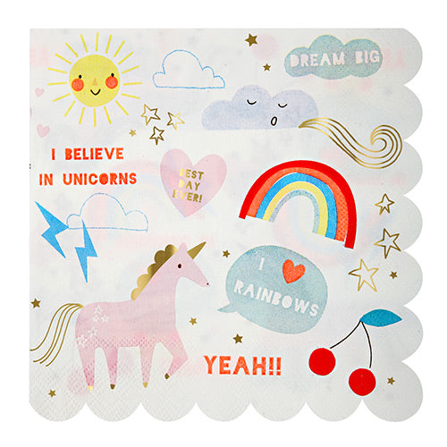 Unicorn and rainbow napkins - Meri Meri