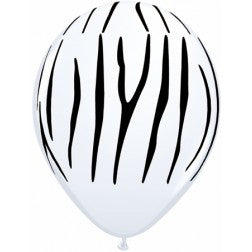 Helium inflated 11" balloon - Zebra stripe white with black