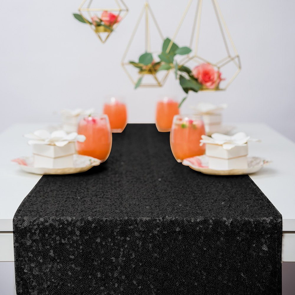 Black sequin table runner