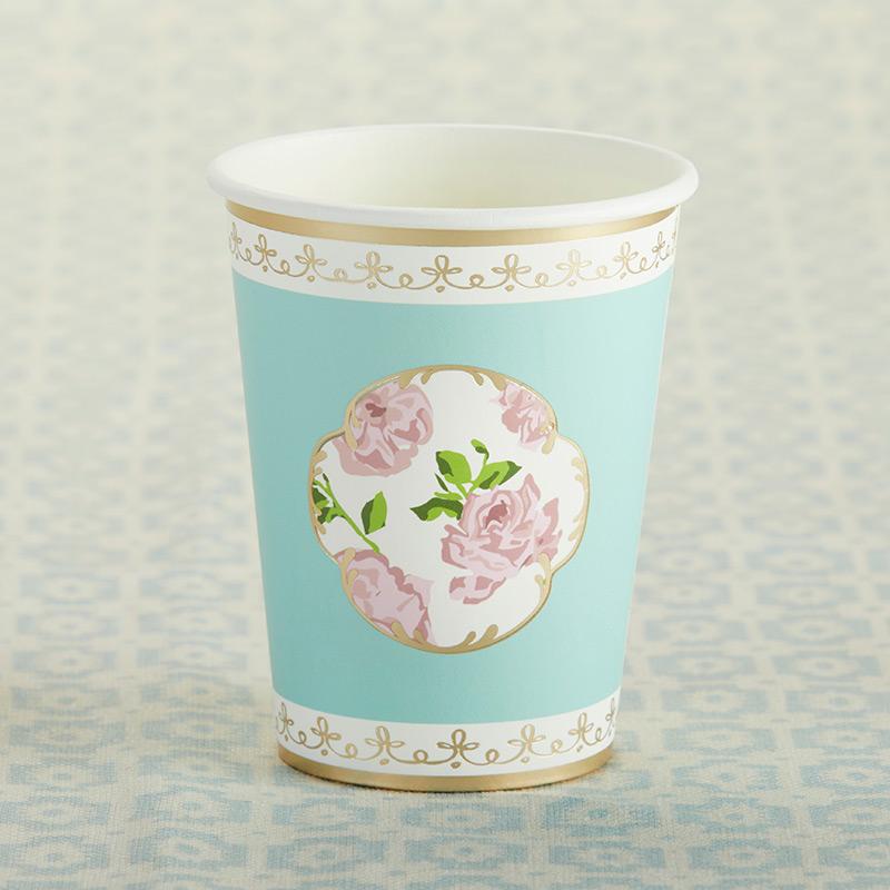 Tea time whimzy teal paper cups