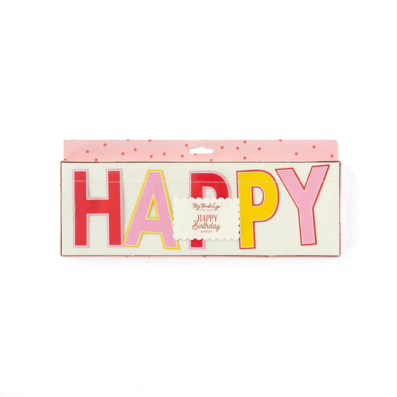 Pink happy birthday banner