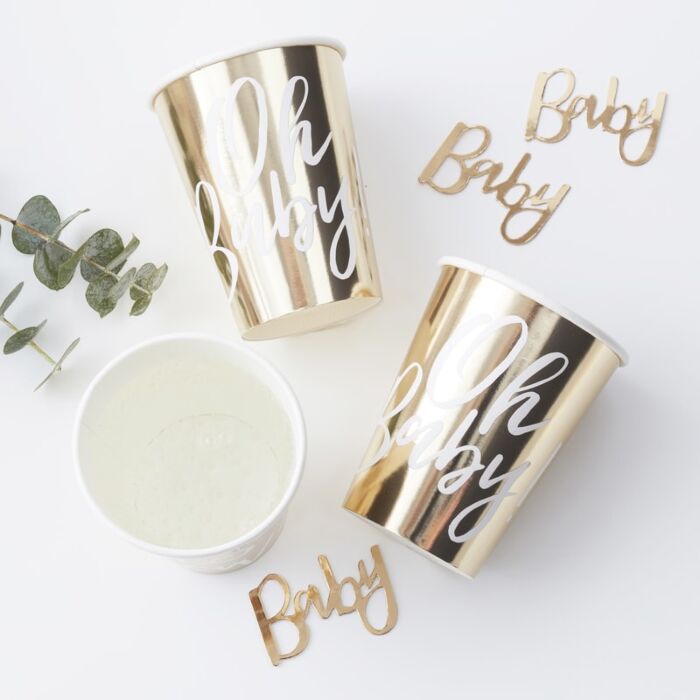Oh baby gold foiled cups