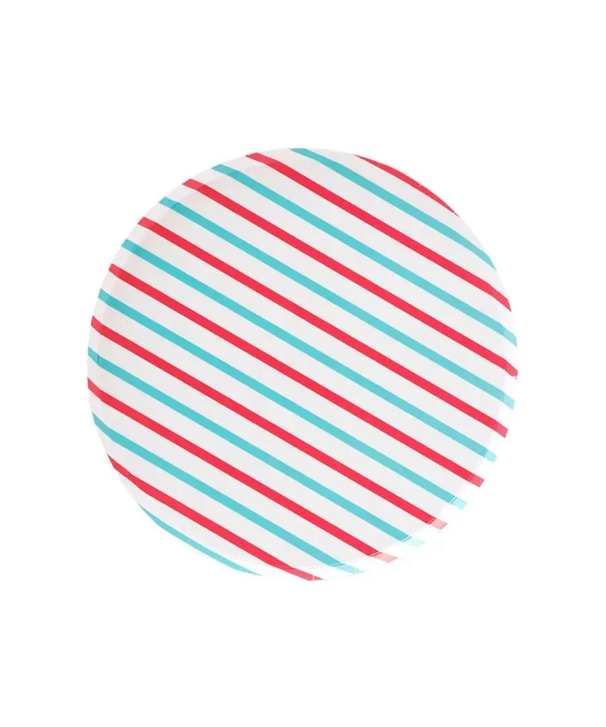 Oh happy day - cherry and sky stripes large plates