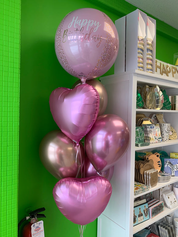 Pink and hearts balloon bouquet