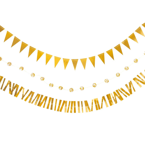 Gold mini banner set of 3