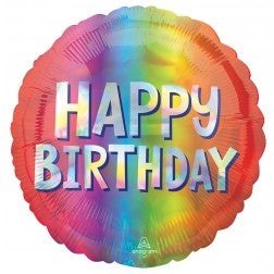 Standard foil balloon.- holographic silver ombre birthday