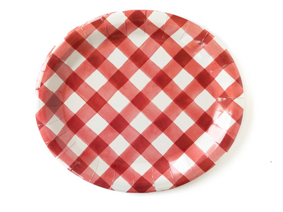 Gingham oval plates